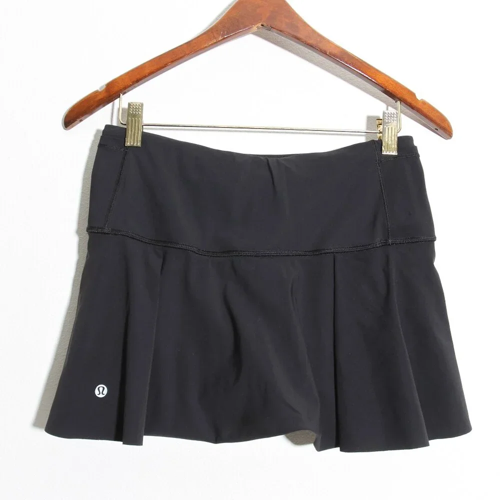 Lululemon Hit Your Stride Skirt Black Mini Skort Liner Shorts Mid-Rise Size 4